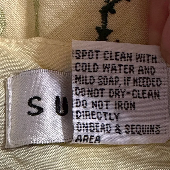 Sue Wong Vintage Yellow and Green Embroidered Midi Dress - Picture 9 of 10